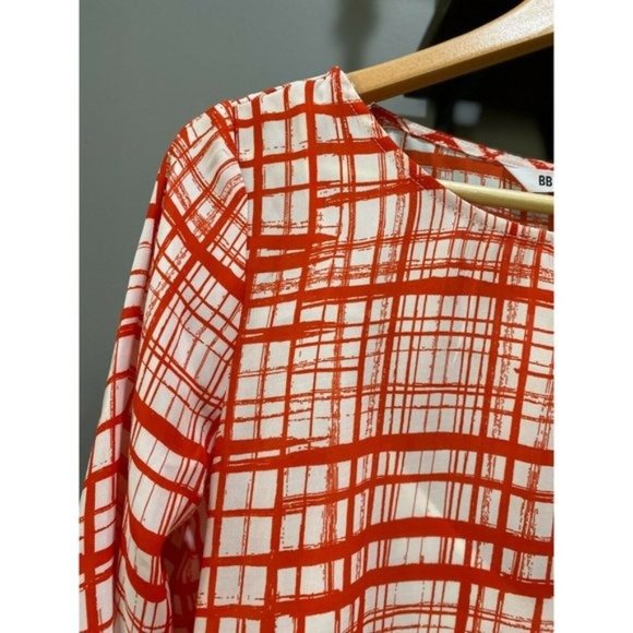 BB Dakota Plaid Boatneck Mini Dress Red Small - Picture 4 of 6